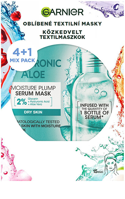 Garnier Set of fabric face masks Party Mix 4+1 pcs Moterims