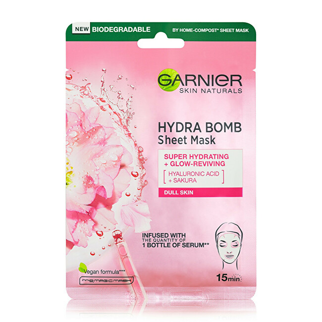 Garnier Revitalizing textile mask with sakura extract Skin Natura l s (Hydra Bomb Sheet Mask) 28 g Moterims