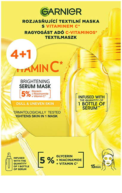 Garnier Set of brightening fabric masks with vitamin C 4+1 pcs Moterims