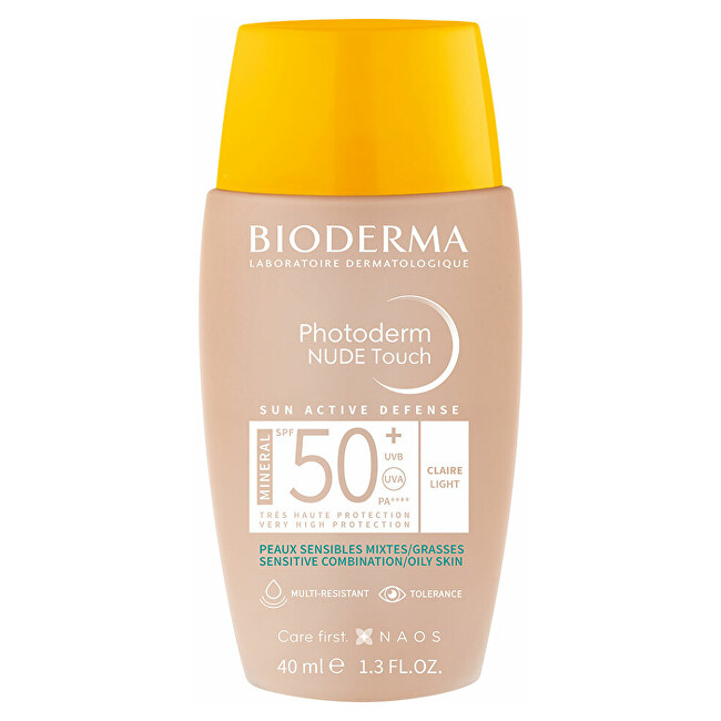 BIODERMA Tinted protective fluid with the effect of natural makeup SPF 50 Photoderm Nude Touch Mineral 40 ml Light veido apsauga