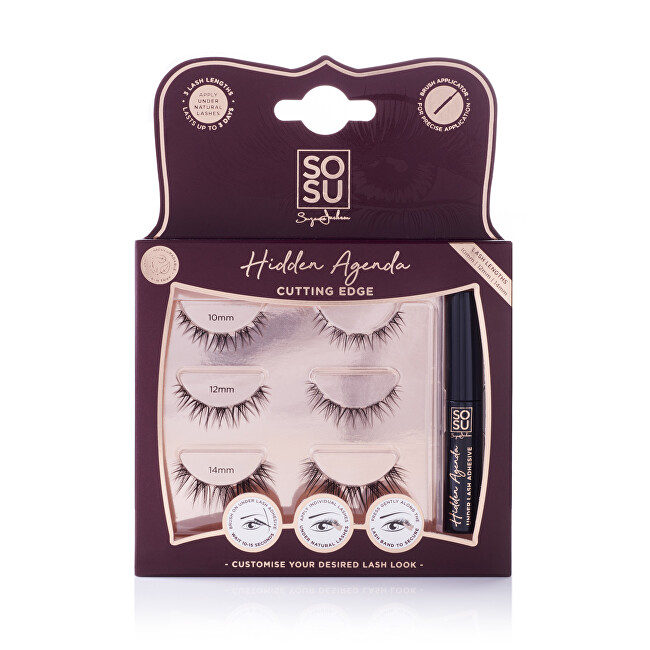 SOSU Cosmetics Artificial eyelashes Hidden Agenda (Cutting Edge) 10-14 mm dirbtinės blakstienos