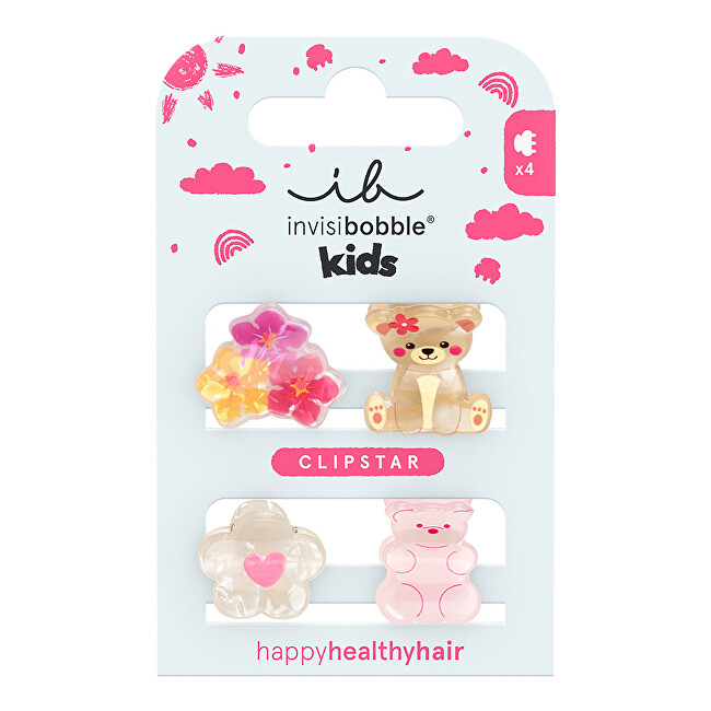 Invisibobble Clipstar Kids Bearly Bloomed Hair Clip 4 pcs plaukų aksesuaras Invisibobble Clipstar Kids Bearly Bloomed Hair Clip 4 pcs plaukų aksesuaras