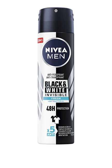 Nivea Antiperspirant Spray Invisible For Black & White Men Fresh (Anti-Perspirant For Men ) 150 ml 150ml Kvepalai Vyrams