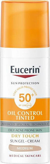 Eucerin Sun Oil Control Tinted SPF 50+ (Sun Gel-Cream) 50 ml Light 50ml veido apsauga