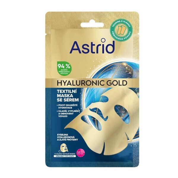 Astrid Textile mask with gold proteins for a smoother appearance and restoration of skin volume Hyaluronic Gold Moterims