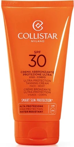 Collistar Face and body cream for intensive tanning SPF 30 ( Ultra Protection Tanning Cream) 150 ml 150ml įdegio losjonas