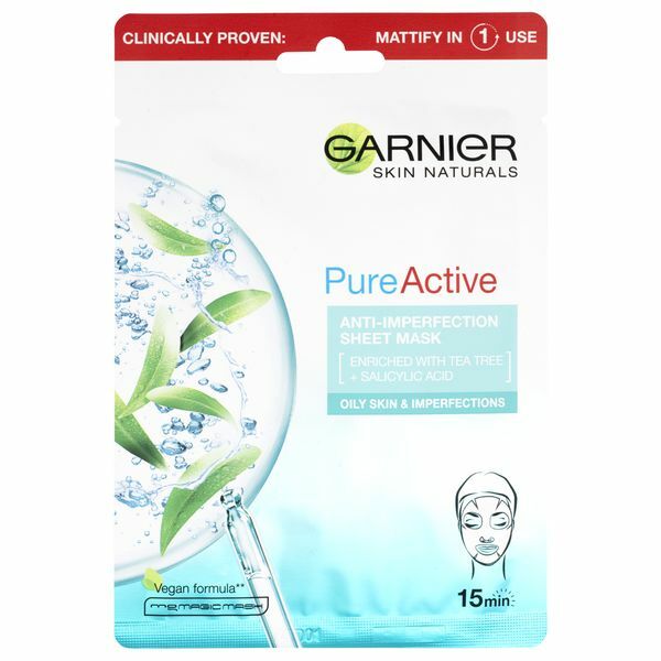 Garnier Moisturizing textile mask against imperfections enriched with tea tree and salicylic acid Skin Natur Moterims