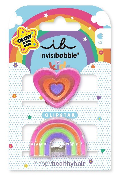 Invisibobble Hair clips Clipstar Glow Happy Heart 2 pcs plaukų aksesuaras