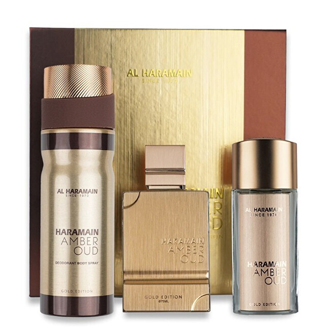 Al Haramain Amber Oud Gold Edition - EDP 75 ml + EDP 30 ml + body veil 250 ml 75ml Amber Oud Gold Edition - EDP 75 ml + EDP 30 ml + body veil 250 ml Kvepalai Unisex Rinkinys