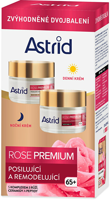 Astrid 65+ Rose Premium Duopack skin care gift set vietinės priežiūros priemonė