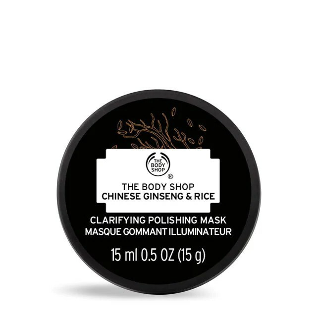 The Body Shop Exfoliating and revitalizing face mask Chinese Ginseng & Rice ( Clarify ing Polishing Mask) 15 ml 15ml makiažo valiklis