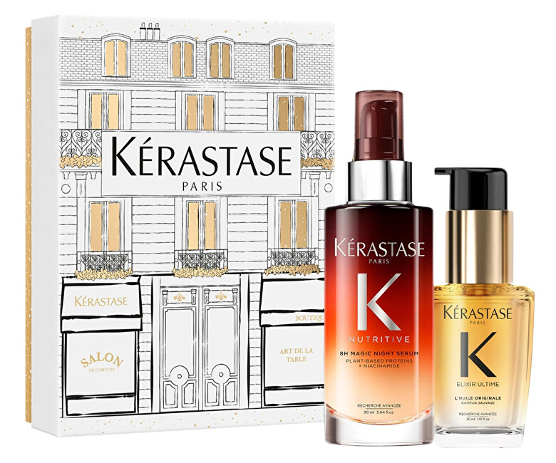 K&eacute;rastase Iconics Duo Set 8h Magic Night Serum 90 ml + Elixir Ultime L'Huile Originale oil 30 ml plaukų serumas Rinkinys