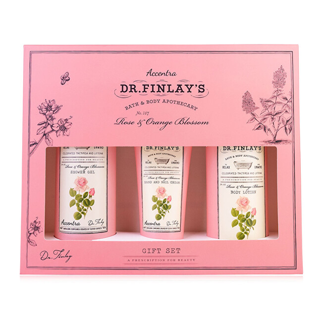 Accentra Accentra bath set DR. FINLAY`S in a gift box rose and orange blossom, shower gel 240ml, body lotion 190ml, hand and nail cream 60ml 240ml Moterims