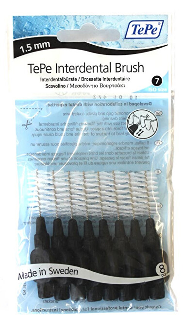 TePe Interdental brushes Normal 1.5 mm black 8 pieces tarpdančių siūlas