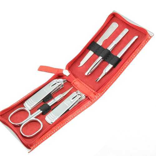 Three Seven Manicure set Red - 6 tools Manikiūro priemonė