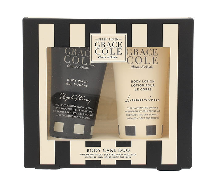 Grace Cole Fresh Linen 50ml Shower Gell Uplifting 50 ml + Body Lotion Luxurious 50 ml dušo želė Rinkinys (Pažeista pakuotė)