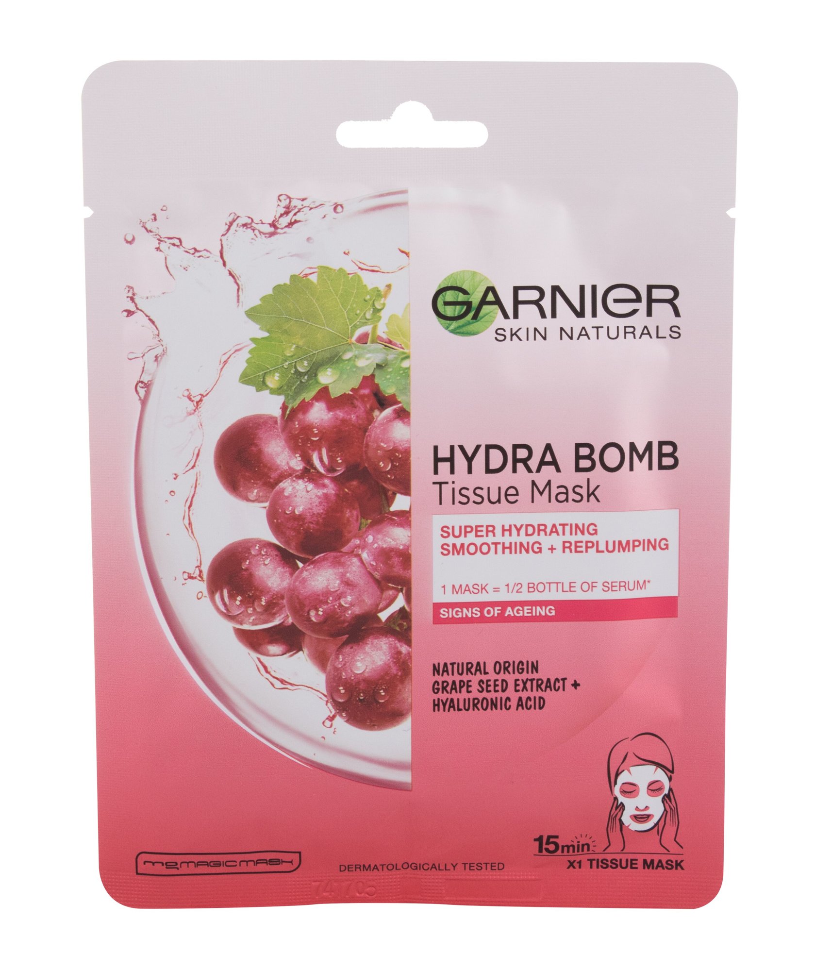 Garnier Skin Naturals Hydra Bomb Natural Origin Grape Seed Extract 1vnt Veido kaukė