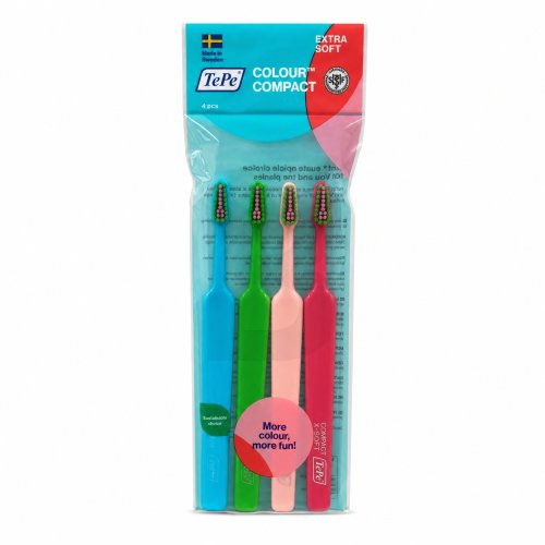 TePe Colour Compact Toothbrush 4 pcs Extra Soft