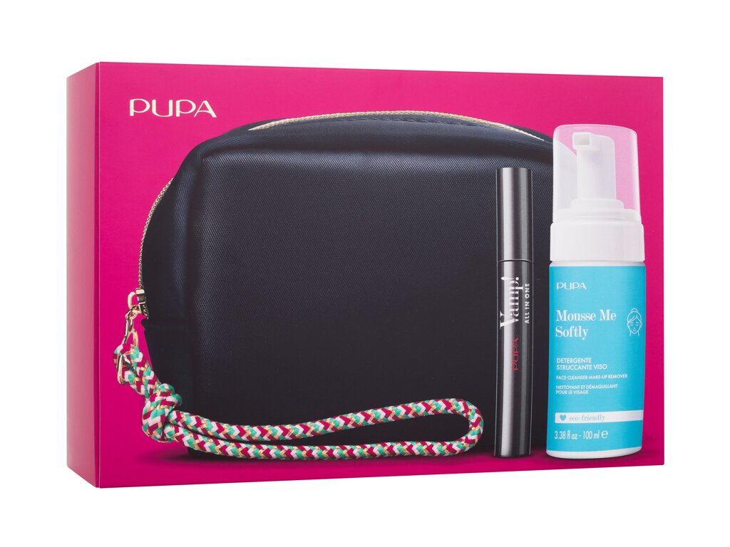 Pupa Vamp! All In One 9ml Mascara Vamp! All In One 9 ml + Mousse Me Softly 100 ml + Cosmetic Bag blakstienų tušas Rinkinys