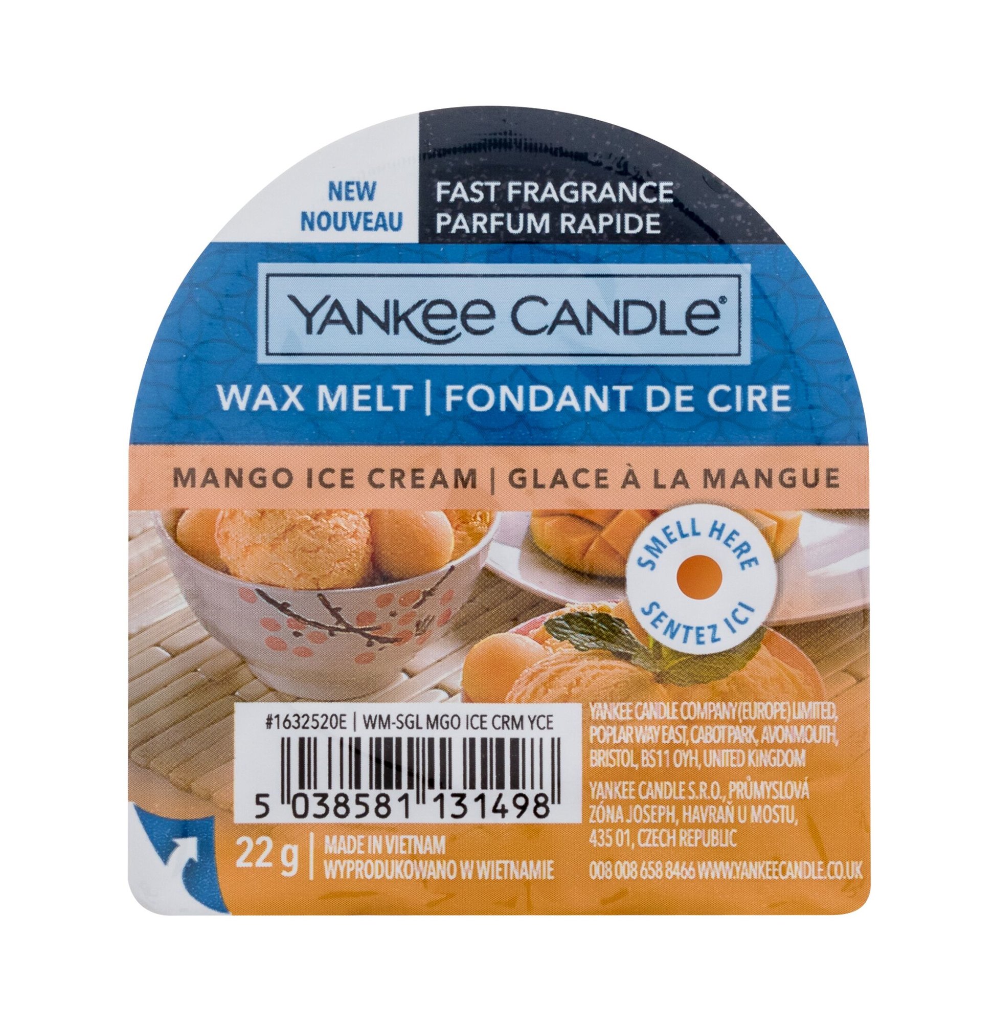 Yankee Candle Mango Ice Cream 22g Kvepalai Unisex Kvapusis vaškas