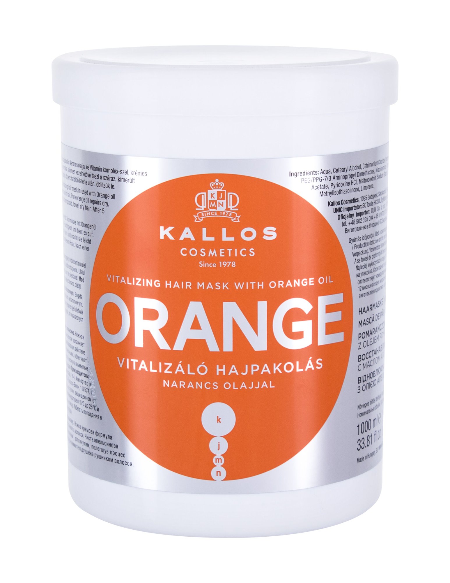 Kallos Cosmetics Orange 1000ml plaukų kaukė