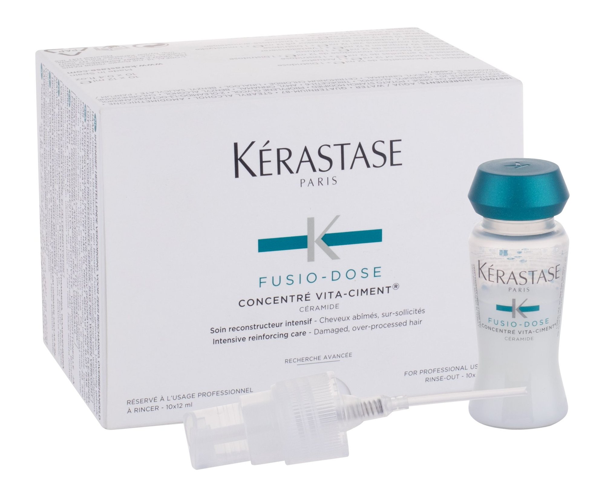 Kérastase Fusio-Dose Concentré Vita-Ciment 120ml Intensive Hair Care 10 x 12 ml + Applicator 1 pc plaukų serumas Rinkinys