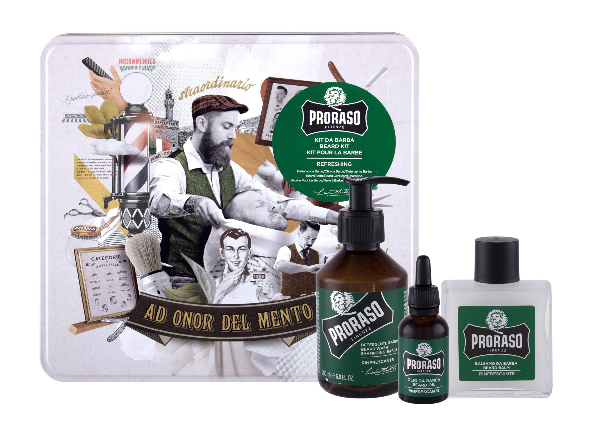 PRORASO Eucalyptus Beard Wash 200ml Beard Shampoo 200 ml + Beard Balm 100 ml + Beard OIl 30 ml + Jar Vyrams &Scaron;ampūnas Rinkinys