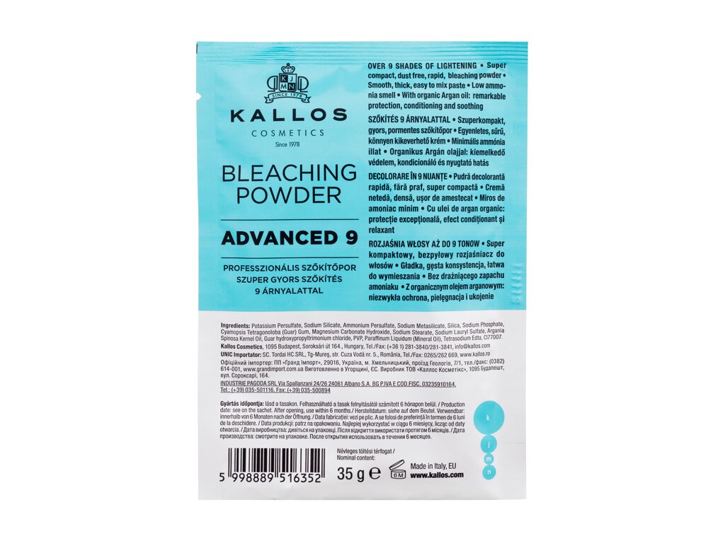 Kallos Cosmetics KJMN Advanced 9 Bleaching Powder 35g moteriška plaukų priemonė