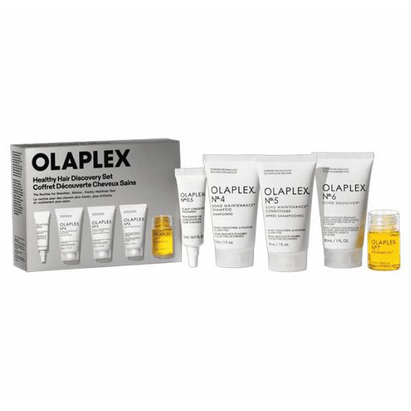 Olaplex The Healthy Hair Discovery Set rinkinys &ndash; mini plaukų atstatymo ir priežiūros komplektas (Nr.0.5, Nr.4, Nr.5, Nr.6, Nr.7) 5 vnt. Moterims Rinkinys
