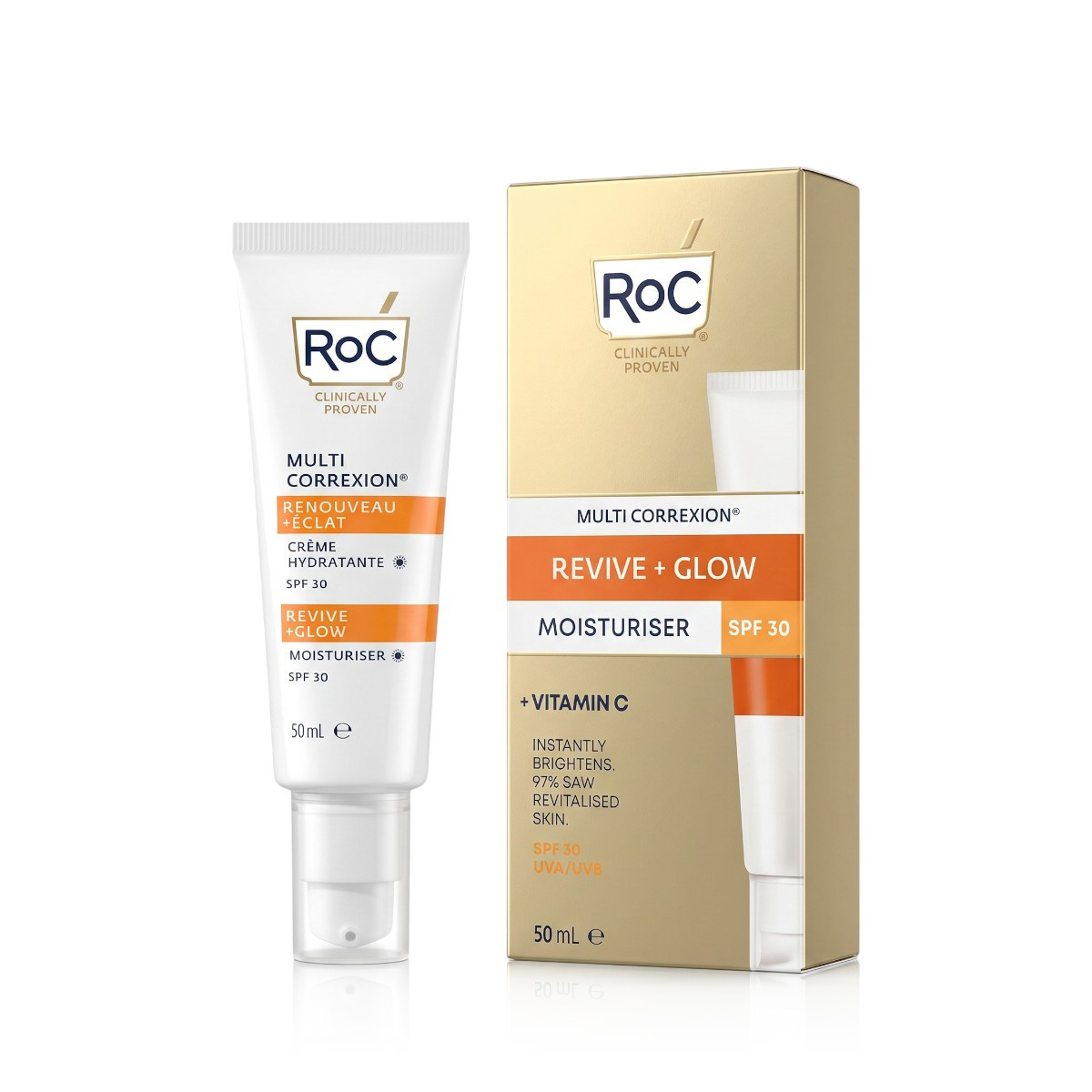 RoC Multi Correxion Revive + Glow Moisturiser 50ml dieninis kremas