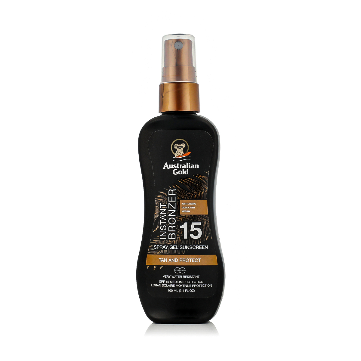 Australian Gold Instant Bronzer Spray Gel Sunscreen 100ml įdegio losjonas