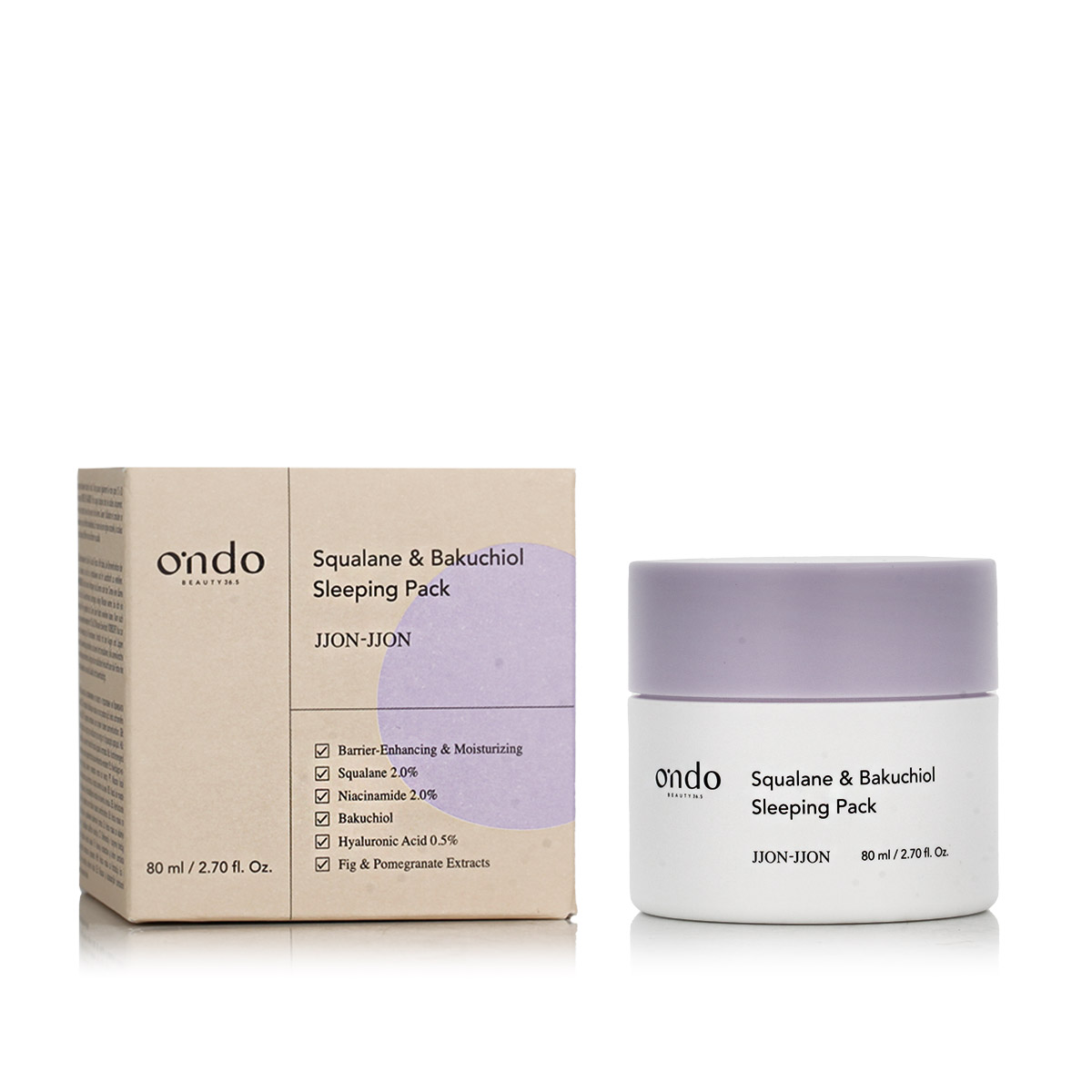 Ondo Beauty 36.5 JJON-JJON Squalane & Bakuchiol Sleeping Pack 80ml Veido kaukė