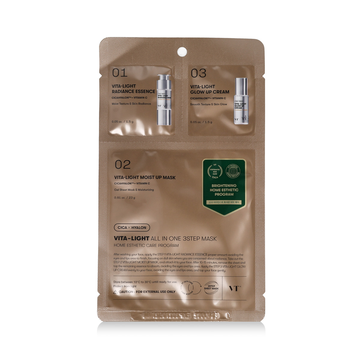 VT Cosmetics Vita Light All In One 3Step Mask 28g Veido kaukė