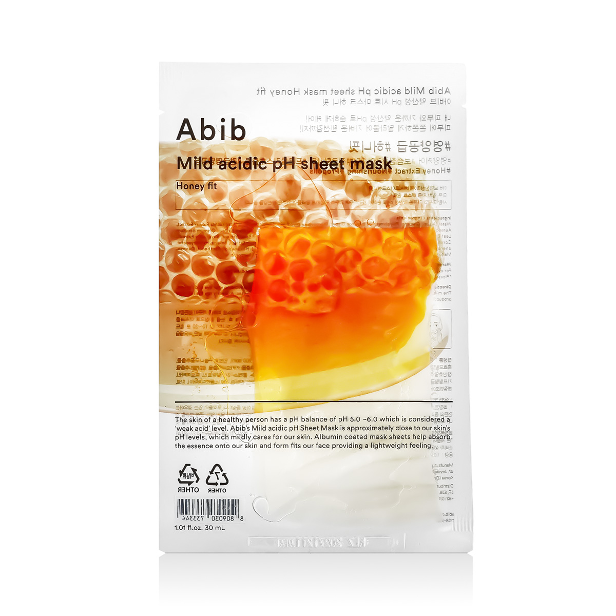 Abib Mild Acidic pH Sheet Mask Honey Fit 30ml Veido kaukė