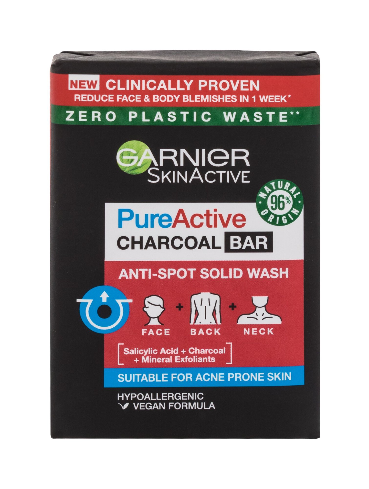 Garnier SkinActive Pure Active Charcoal Bar 100g veido muilas