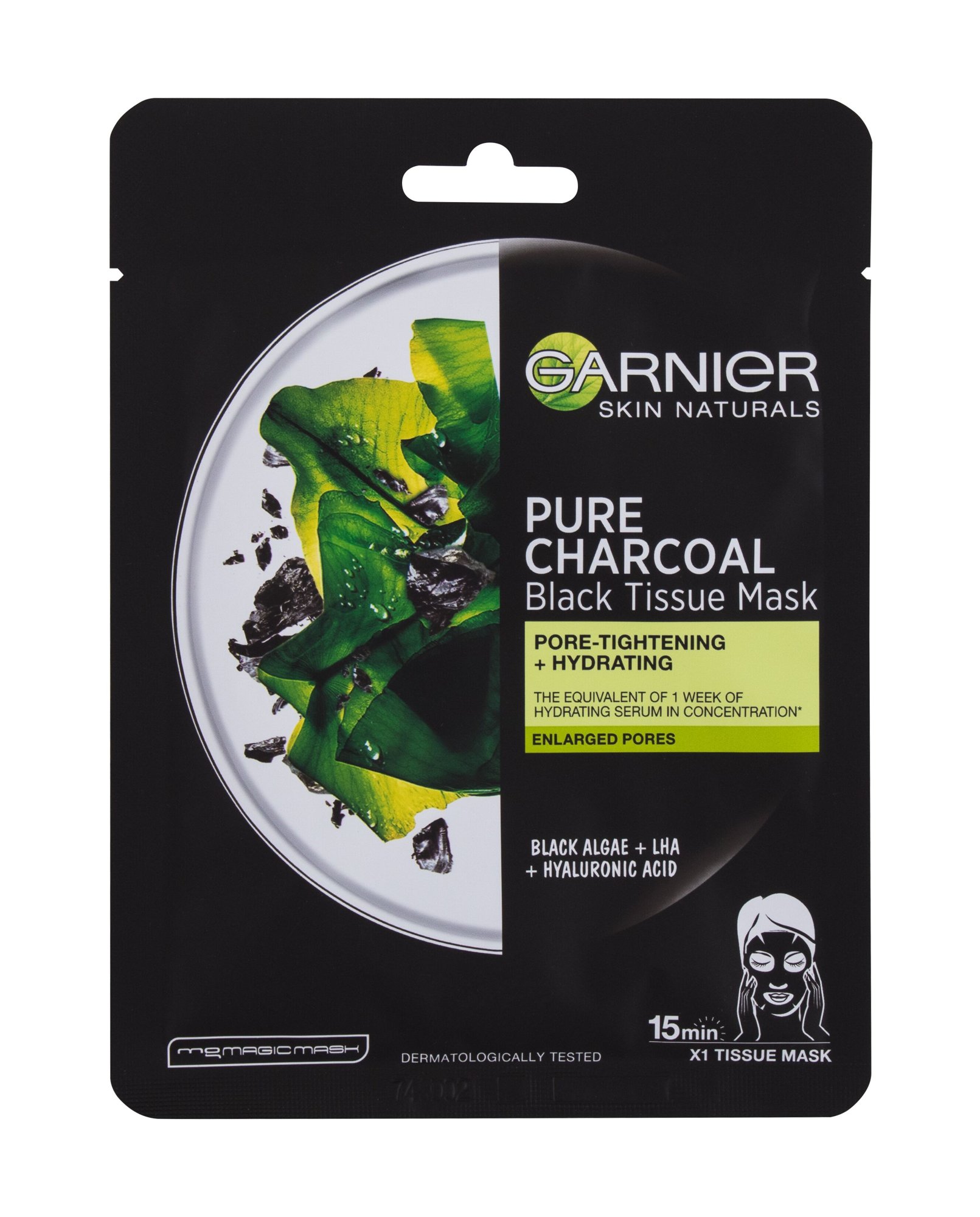 Garnier Skin Naturals Pure Charcoal Algae 1vnt Veido kaukė