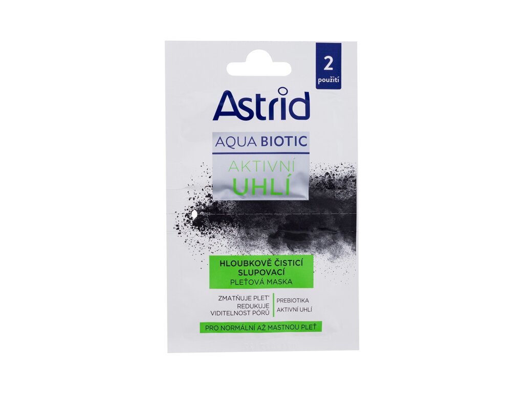Astrid Aqua Biotic Active Charcoal Cleansing Mask 2x8ml Veido kaukė