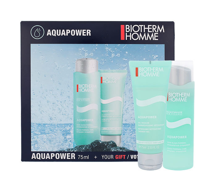 Biotherm Homme Aquapower 75ml Moisturizing cream Aquapower Oligo-Thermal Care Dynamic Hydration 75 ml + Shower gel Aquapower 75 ml dieninis kremas Rinkinys