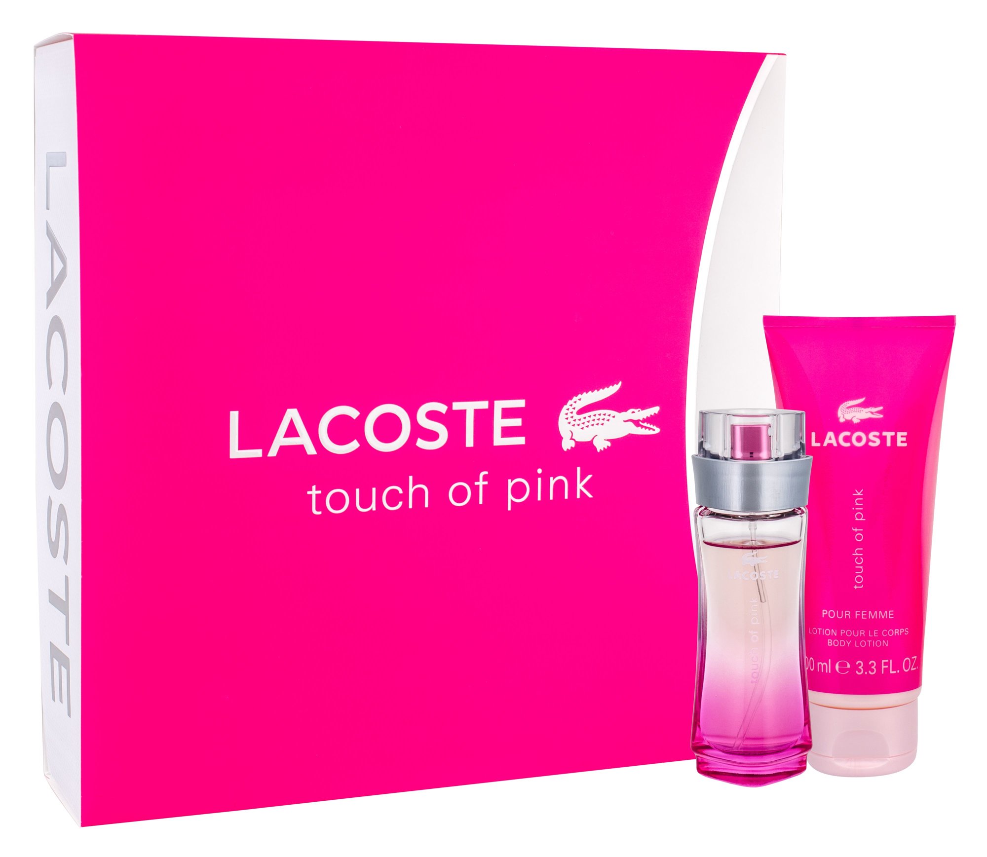 Lacoste Touch Of Pink 30ml Edt 30ml + 100ml Body lotion Kvepalai Moterims EDT Rinkinys (Pažeista pakuotė)