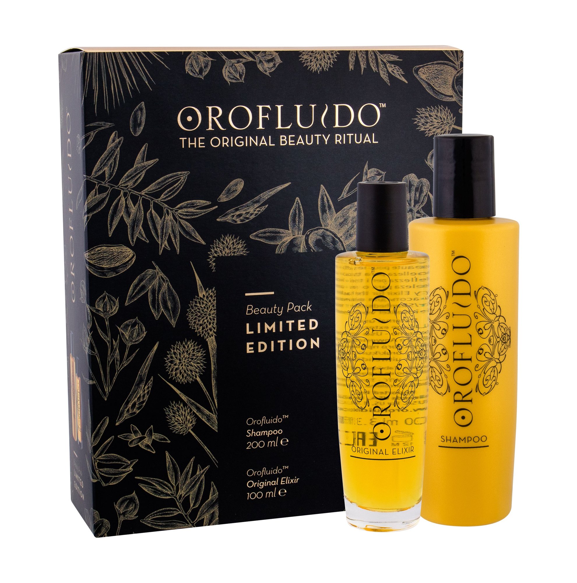 Orofluido Beauty Elixir 100ml Original Elixir 100 ml + Shampoo 200 ml plaukų aliejus Rinkinys (Pažeista pakuotė)