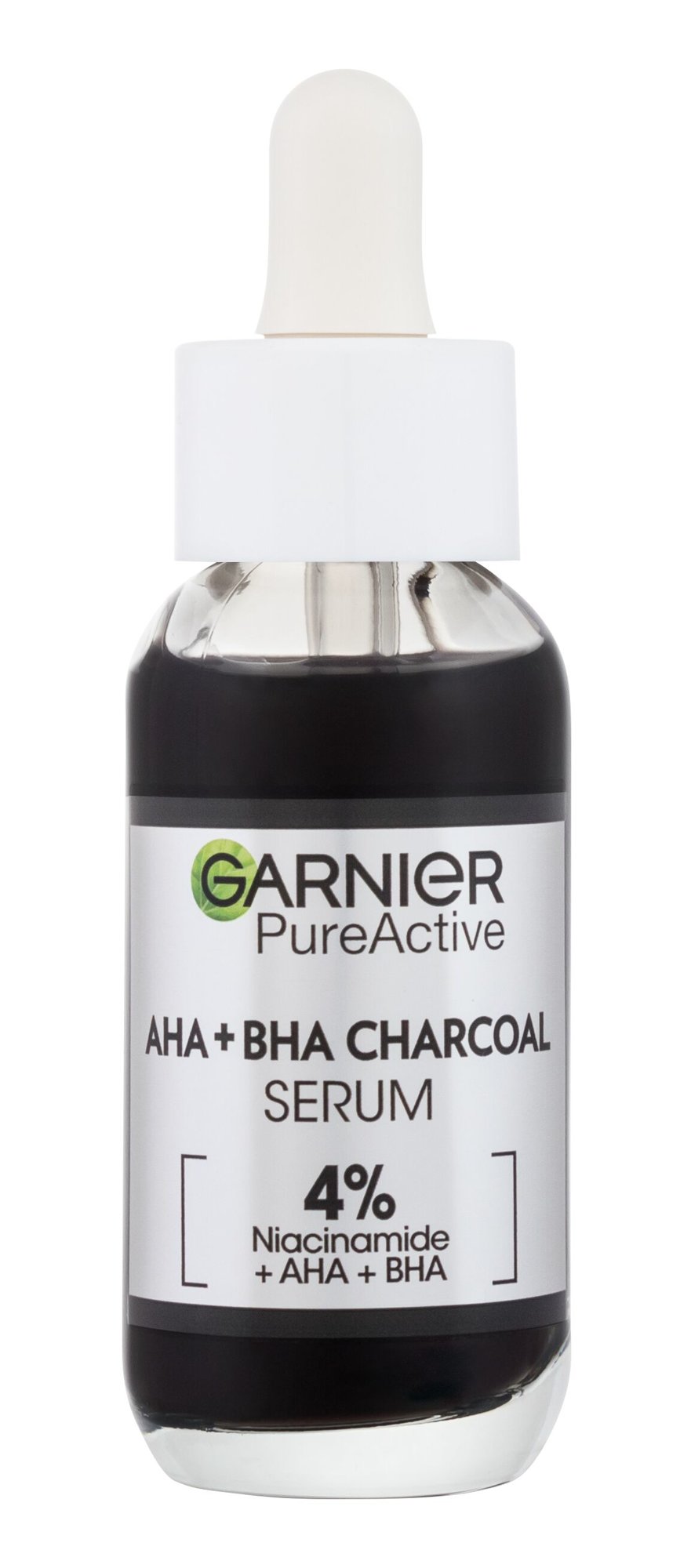 Garnier Pure Active AHA + BHA Charcoal Serum Veido serumas