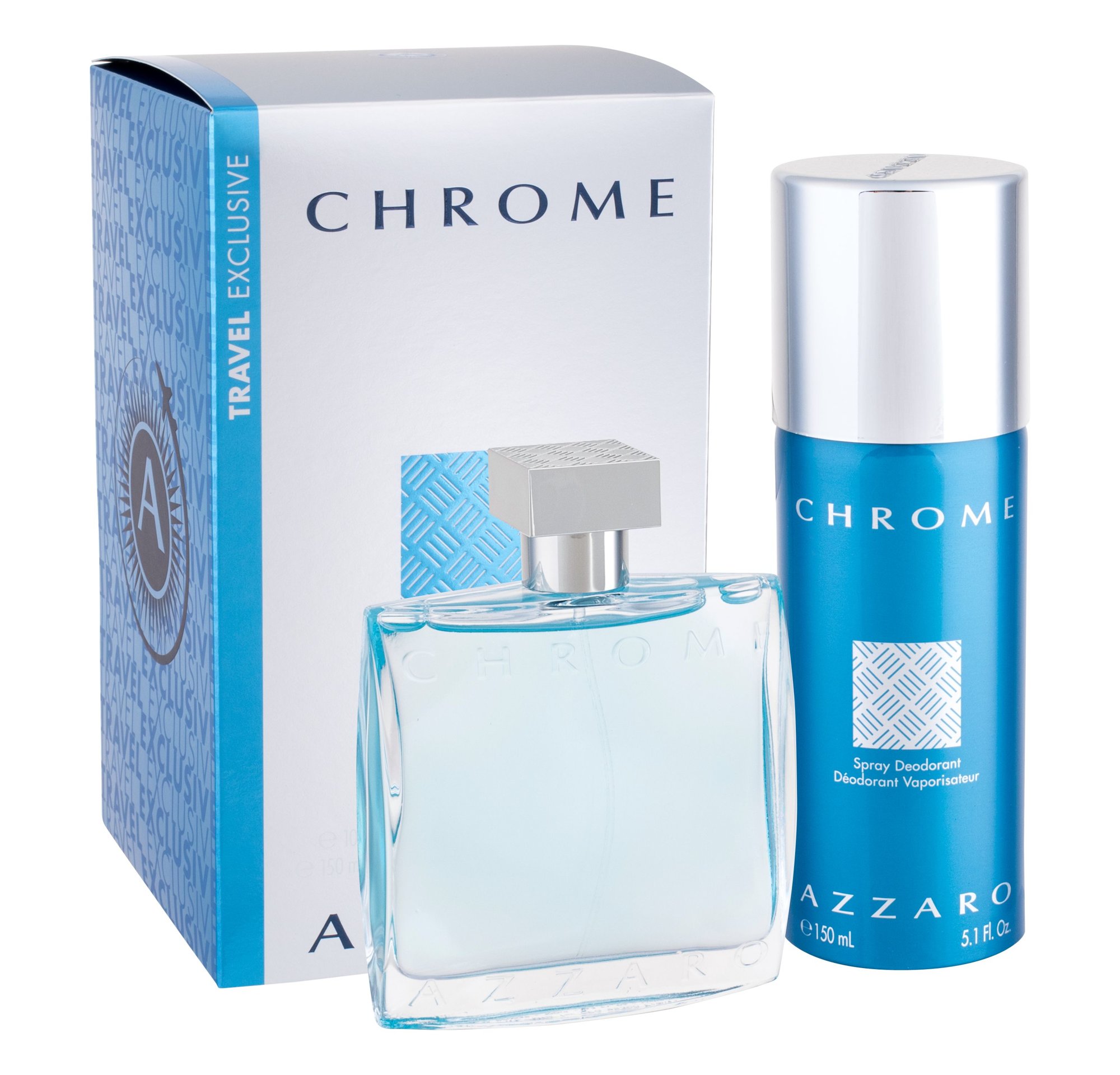Azzaro Chrome 100ml Edt 100 ml + Deodorant 150 ml Kvepalai Vyrams EDT Rinkinys (Pažeista pakuotė)