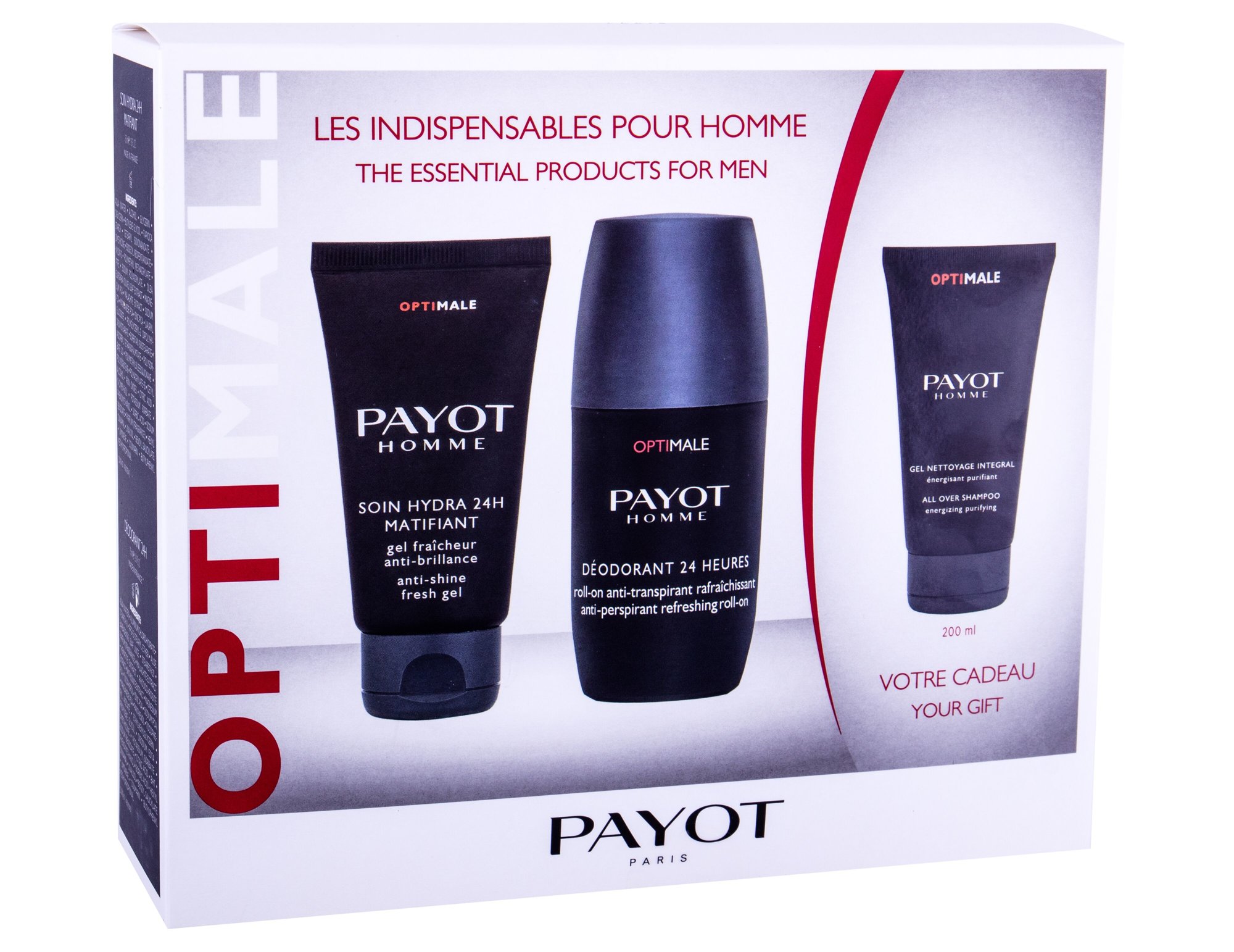 Payot Homme Optimale 50ml Facial Balm 50 ml + Deodorant 75 ml + Edt 15 ml veido gelis Rinkinys (Pažeista pakuotė)