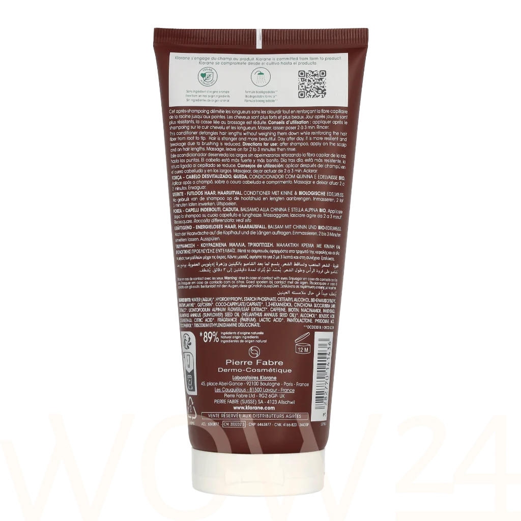 Klorane Klorane Conditioner With Quinine And B Vitamins 200 ml plaukų balzamas