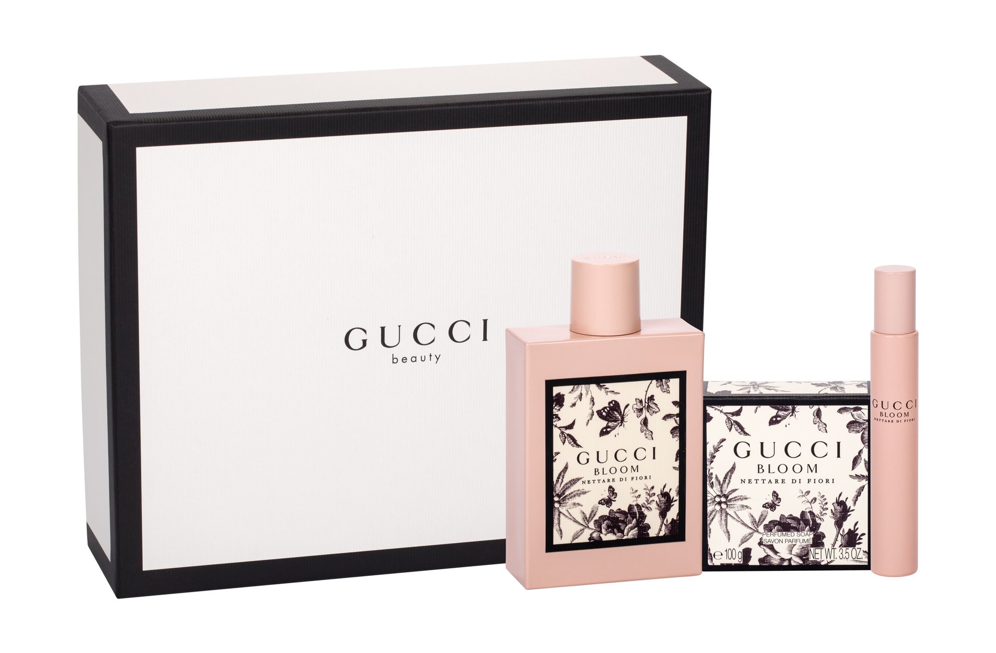 Gucci Bloom Nettare di Fiori 100ml Edp 100 ml + Edp 7,4 ml + Soap 100 g Kvepalai Moterims EDP Rinkinys