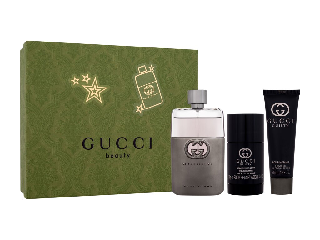 Gucci Guilty Eau De Toilette 90 ml Edt 90 ml + Deostick 75 ml + Shower Gel 50 ml Damaged box Set