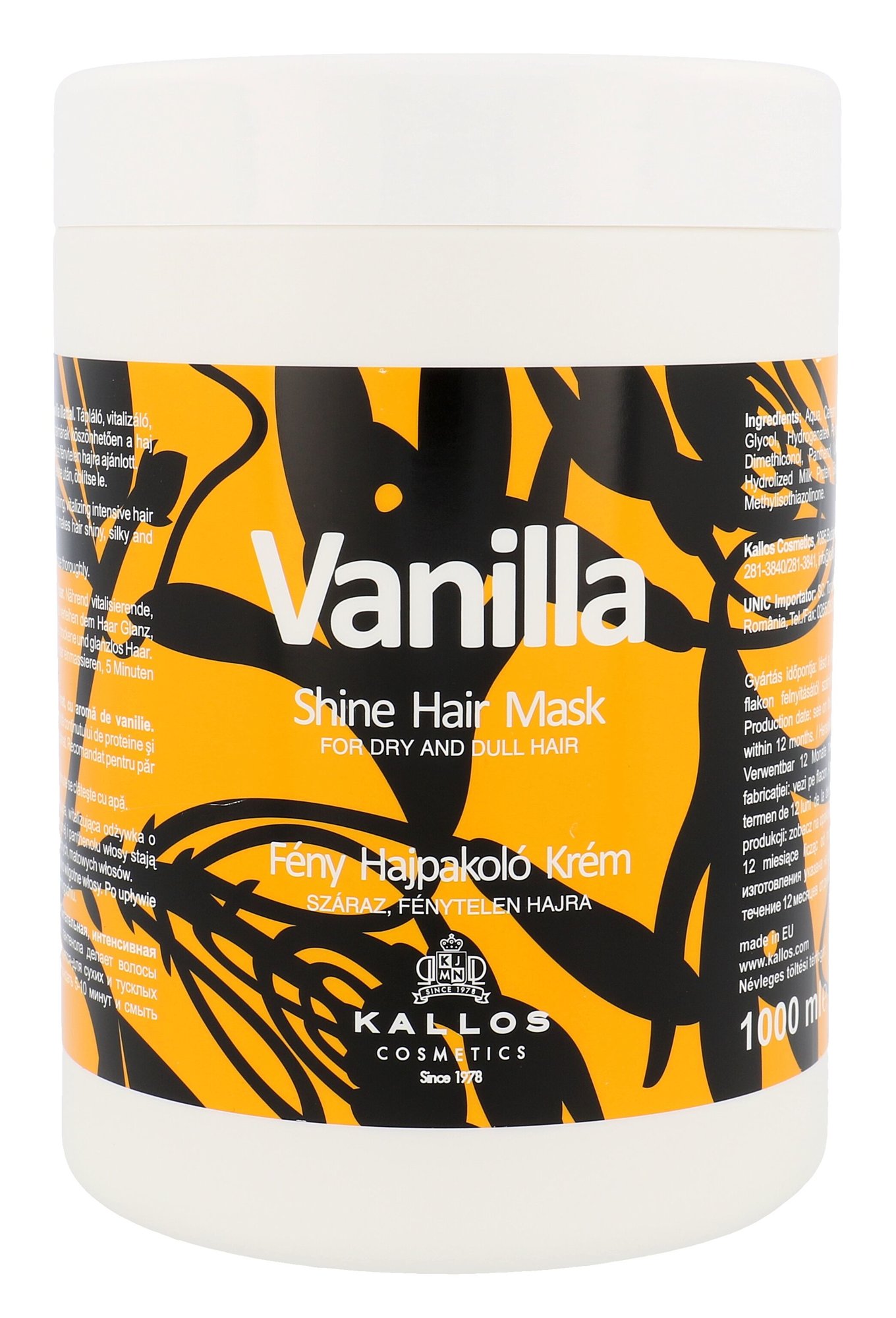 Kallos Cosmetics Vanilla 1000ml plaukų kaukė (Pažeista pakuotė)