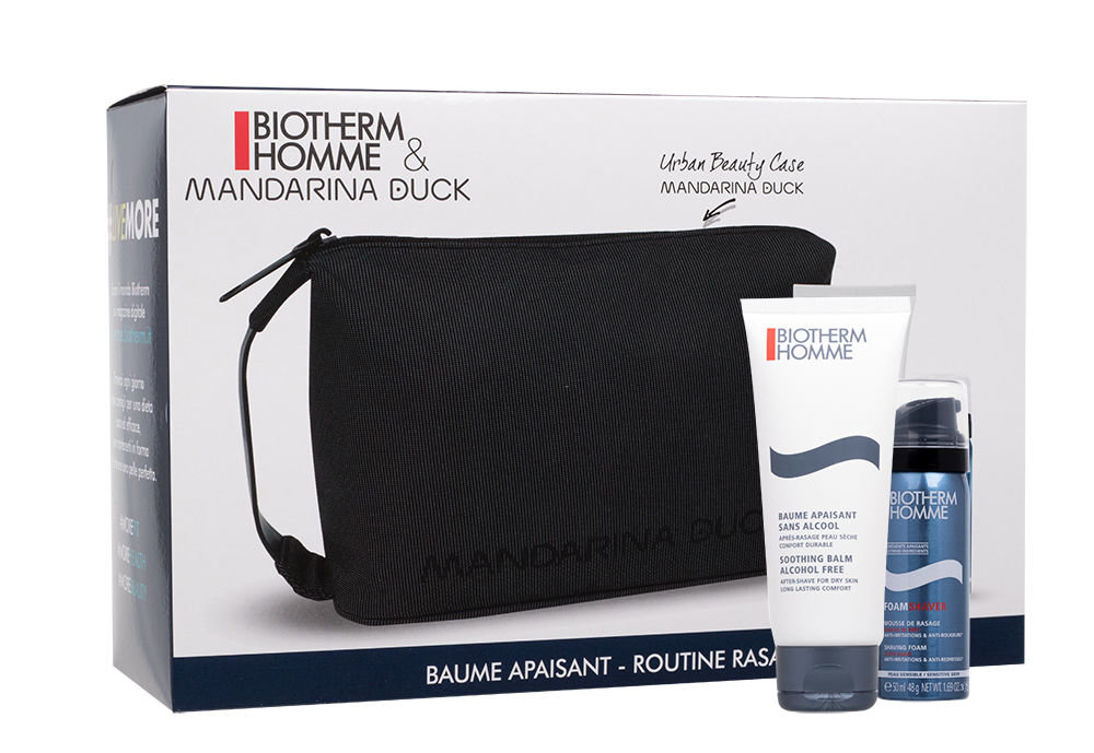 Biotherm Homme Soothing Balm 100ml Homme Soothing Balm After Shave 100 ml + Homme Foam Shaver 50 ml + Cosmetic Bag balzamas po skutimosi Rinkinys