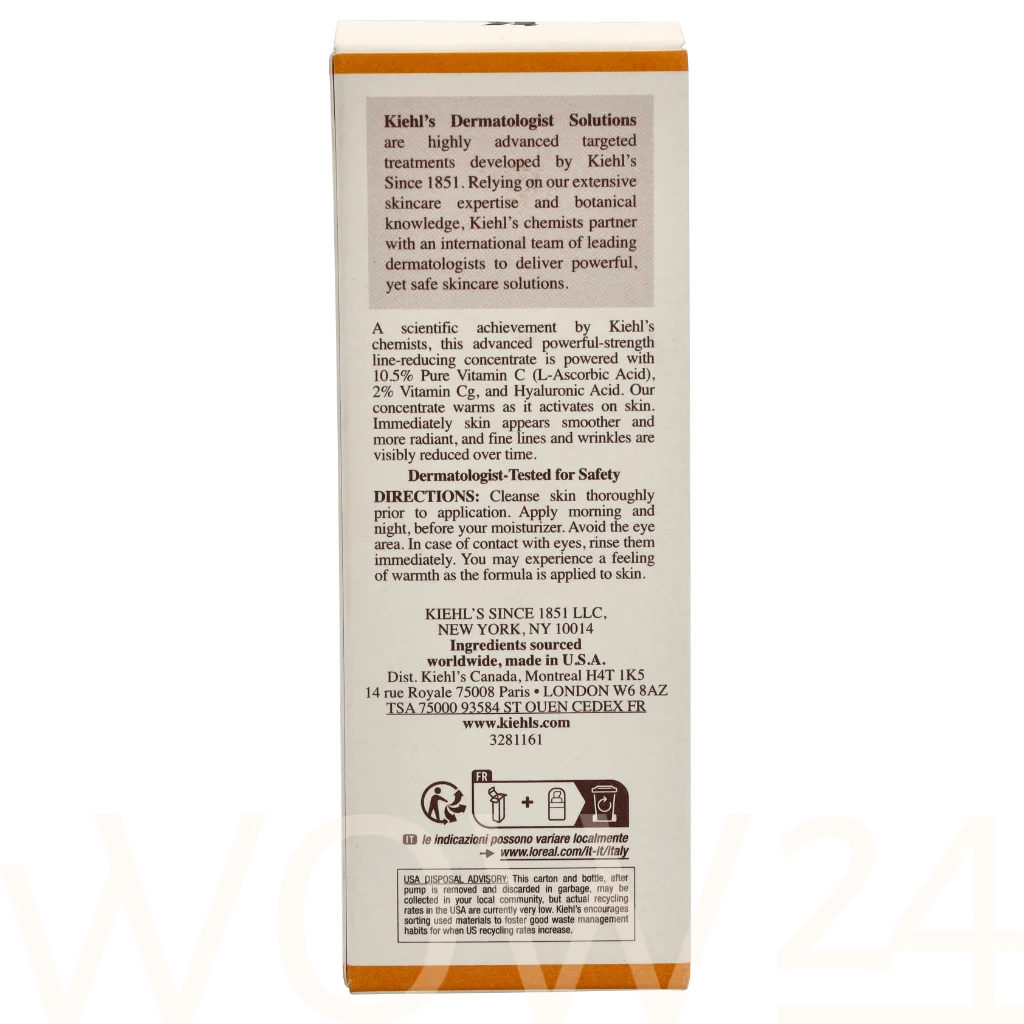 Kiehl's Kiehl's Powerful Strength Line Reducing Concentrate 100 ml natūrali veido odos priežiūros priemonė