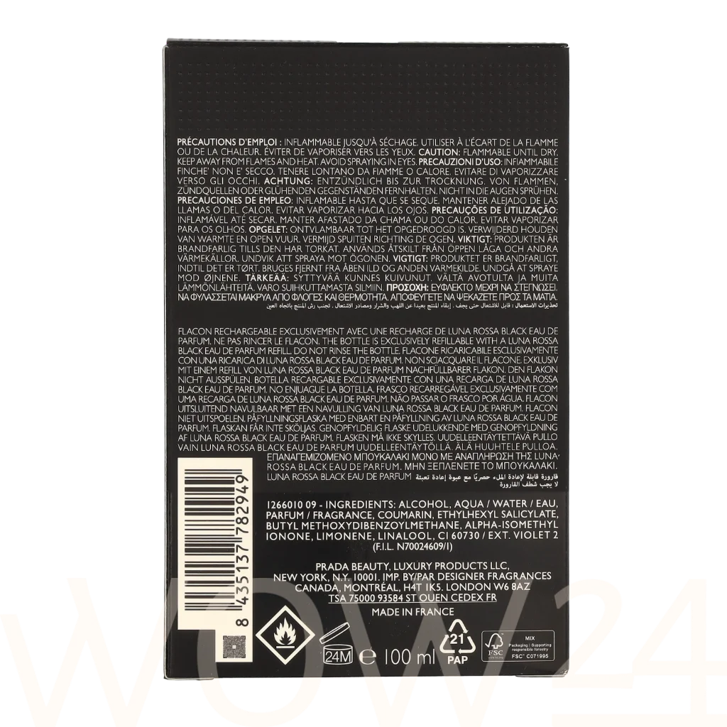 Prada Prada Luna Rossa Black Edp Spray 100 ml kvepalai Vyrams EDP